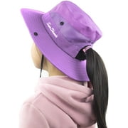 Muryobao Toddler Child Kids Girls Summer Sun Hat Wide Brim UV Protection Hats Floppy Bucket Cap for Beach Fishing Gardening Pure Purple